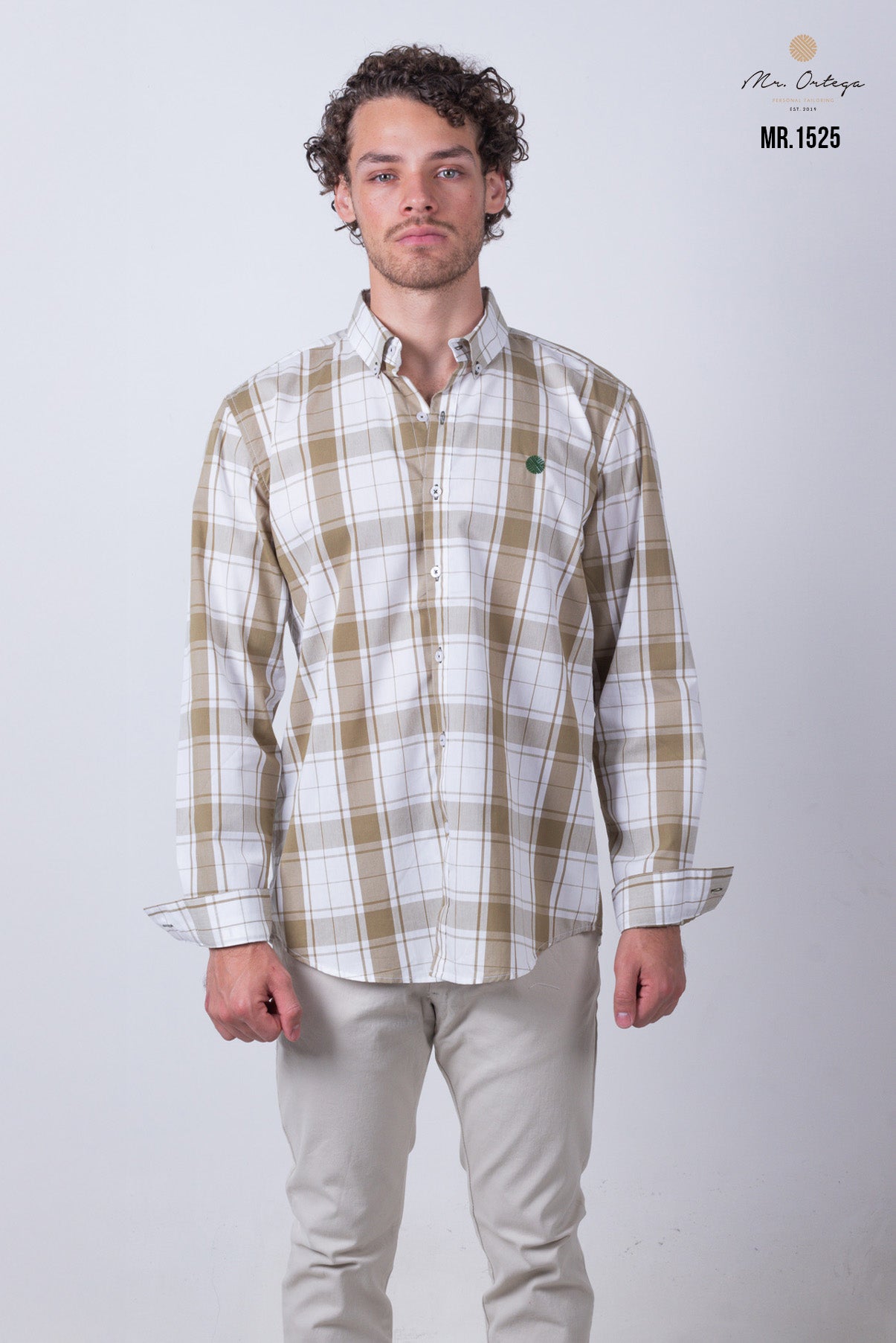 CAMISA CUADROS KAKY & CAFÉ MANGA LARGA