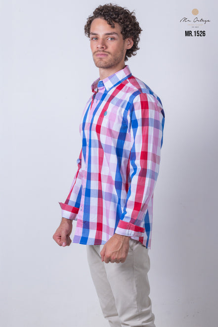 CAMISA CUADROS ROSA, ROJO, BLANCO Y AZUL