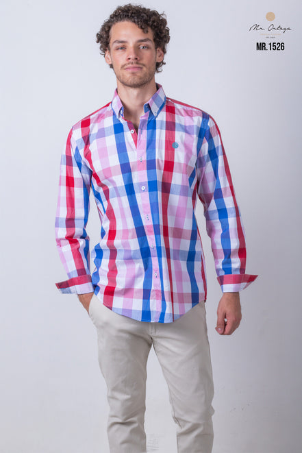 CAMISA CUADROS ROSA, ROJO, BLANCO Y AZUL