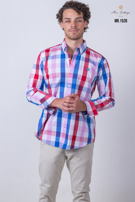 CAMISA CUADROS ROSA, ROJO, BLANCO Y AZUL