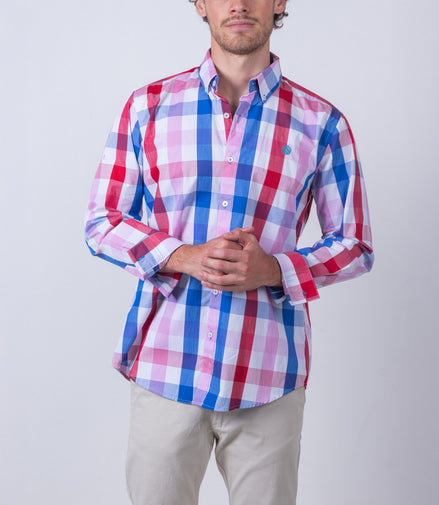 CAMISA CUADROS ROSA, ROJO, BLANCO Y AZUL