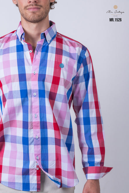 CAMISA CUADROS ROSA, ROJO, BLANCO Y AZUL