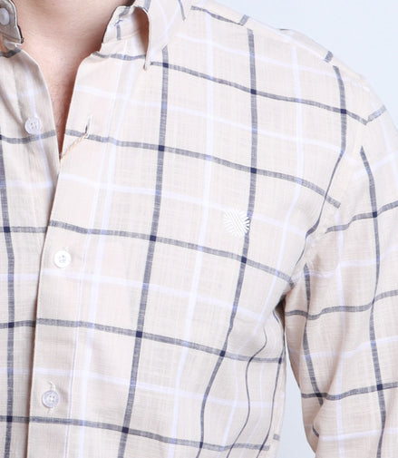 CAMISA BEIGE, AZUL Y BLANCO
