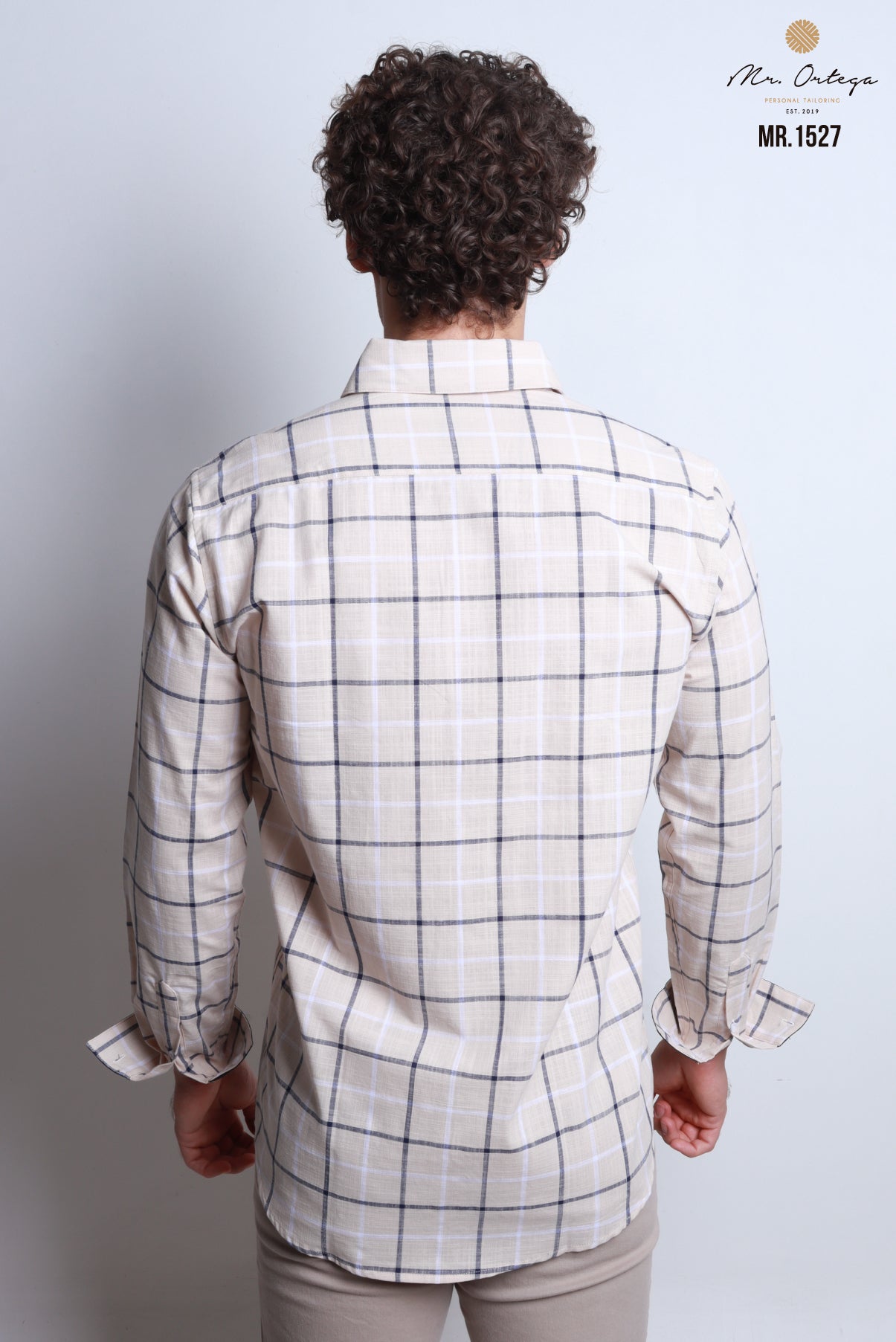 CAMISA BEIGE, AZUL Y BLANCO