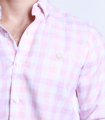 CAMISA CUADROS ROSA, CORAL Y BLANCO
