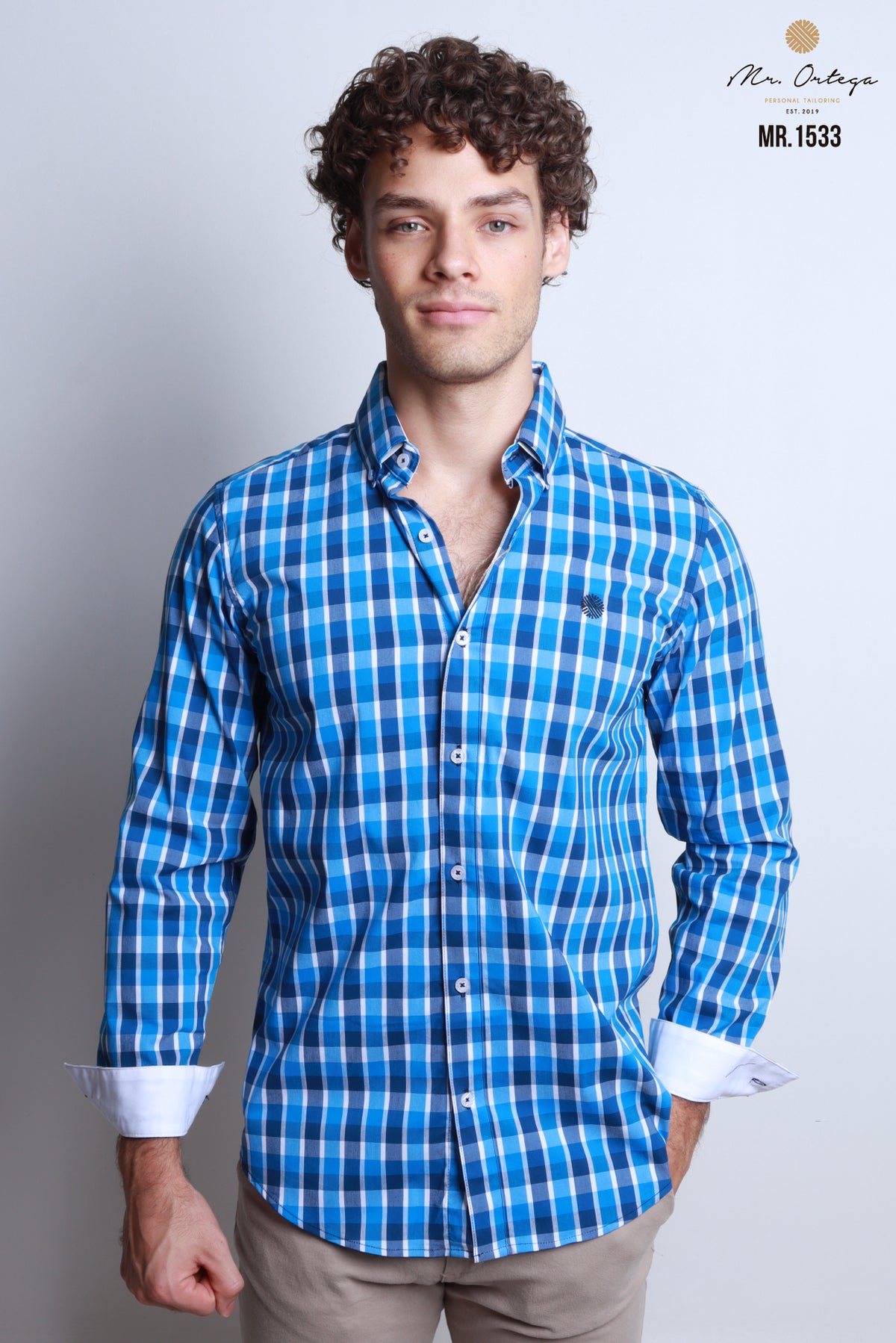 CAMISAS CUADROS OXFORD BLANCO, CUADROS AZUL REY, MARINO Y BLANCO MANGA LARGA