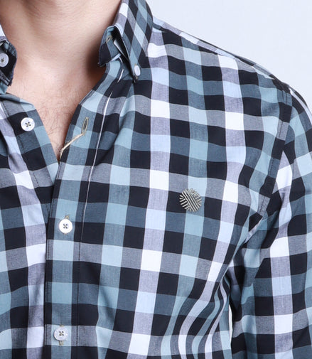 CAMISA CUADROS NEGRO, VERDE Y BLANCO