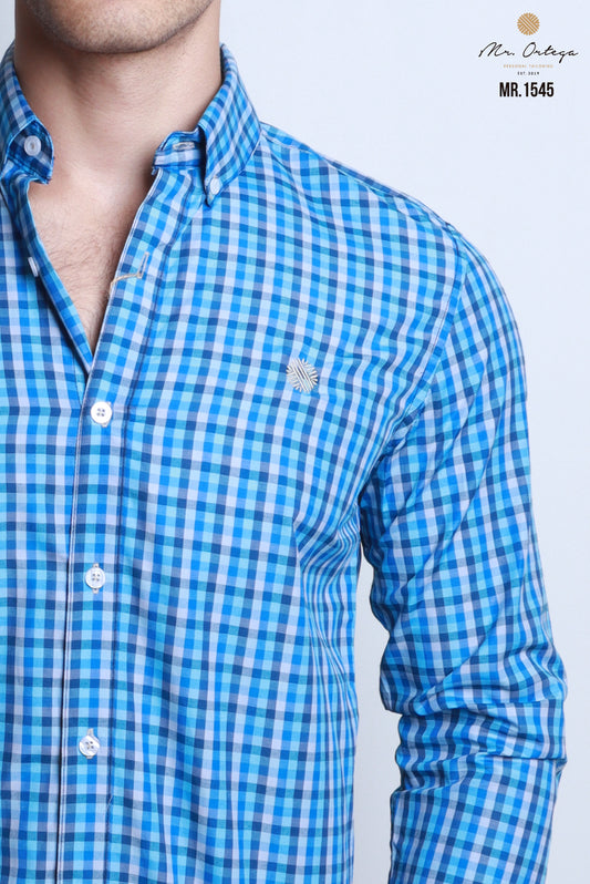 CAMISA CUADROS AZUL CIELO, REY, MARINO Y GRIS MANGA LARGA