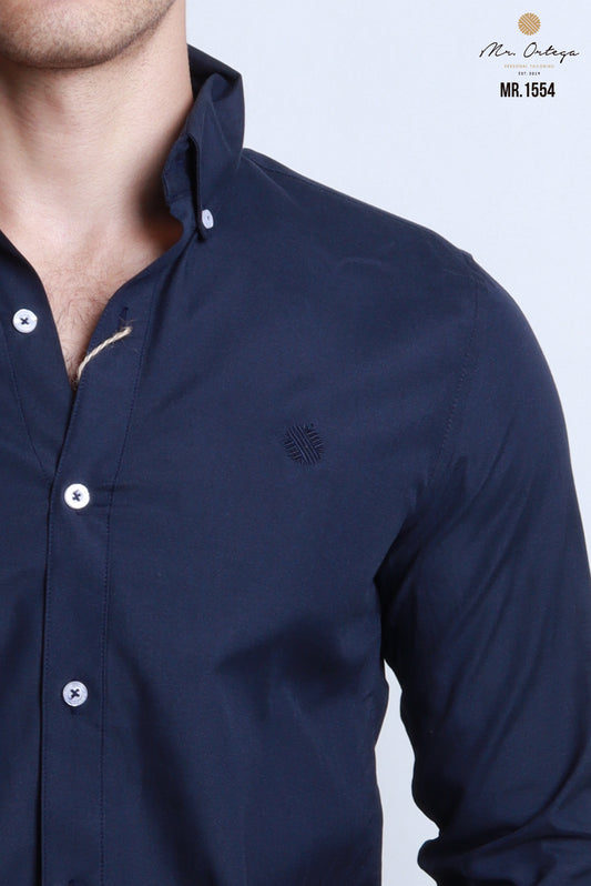 CAMISA LISO AZUL MARINO MANGA LARGA
