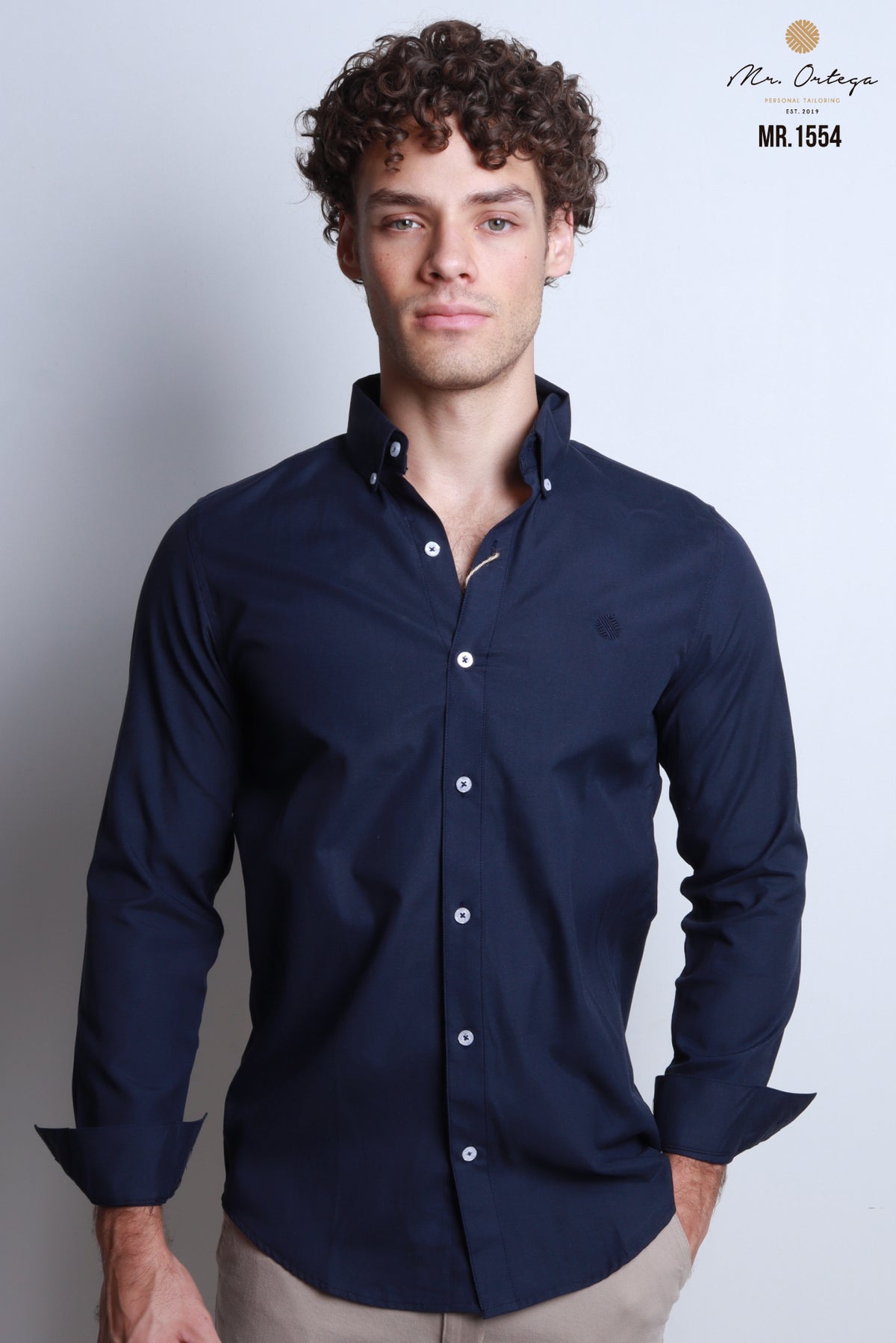 CAMISA LISO AZUL MARINO MANGA LARGA
