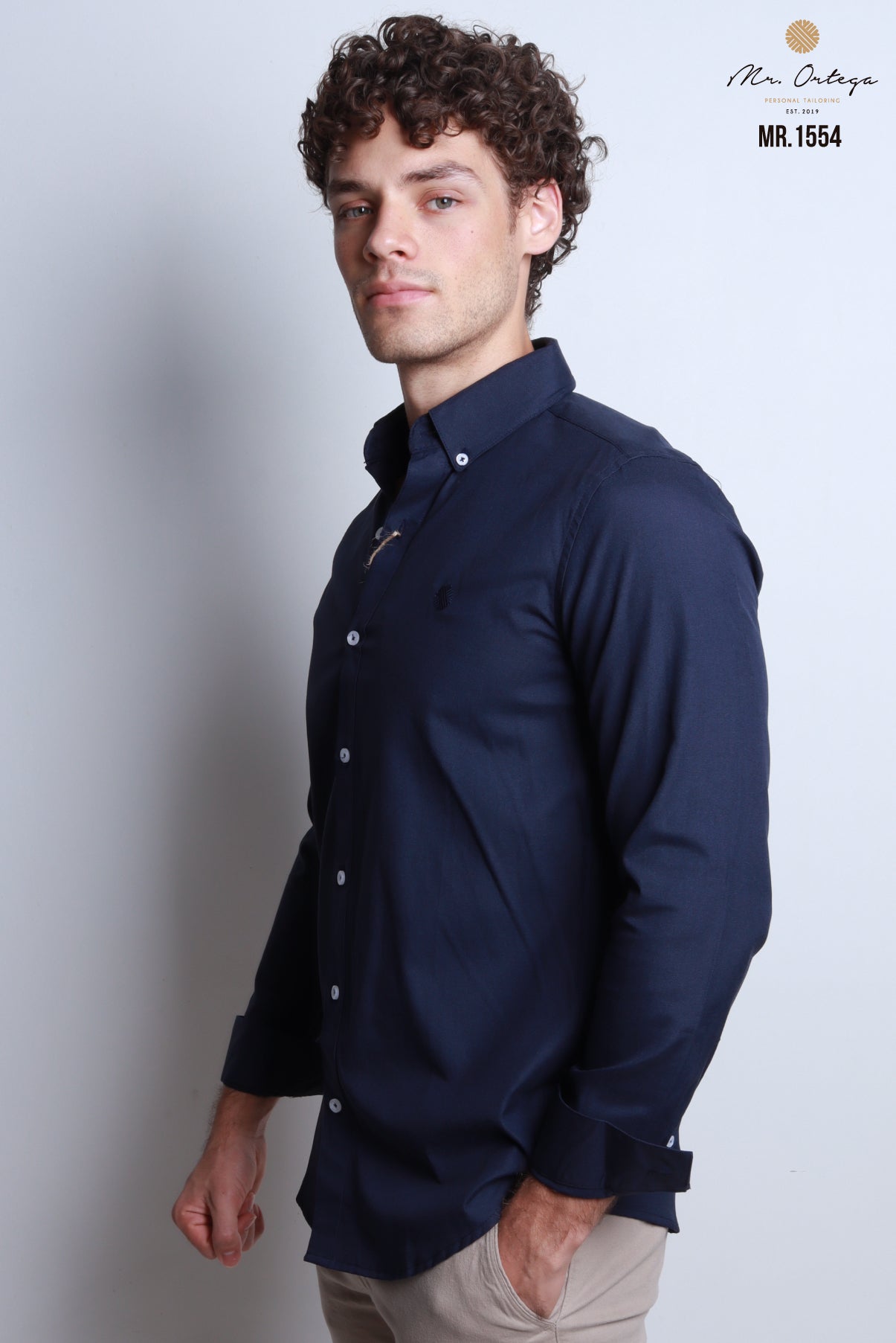 CAMISA LISO AZUL MARINO MANGA LARGA