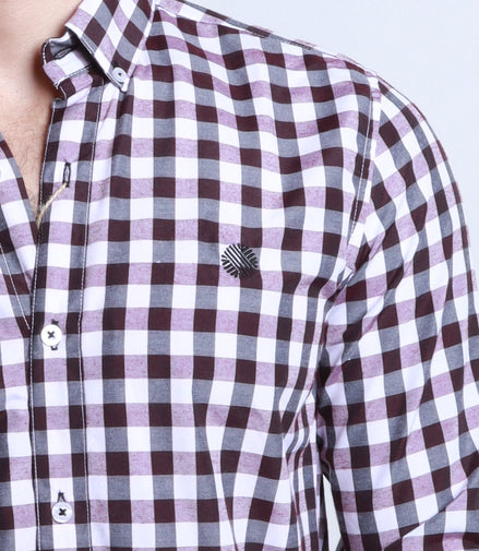 CAMISA CUADROS TINTO, NEGRO Y BLANCO