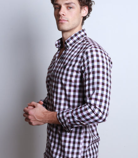 CAMISA CUADROS TINTO, NEGRO Y BLANCO