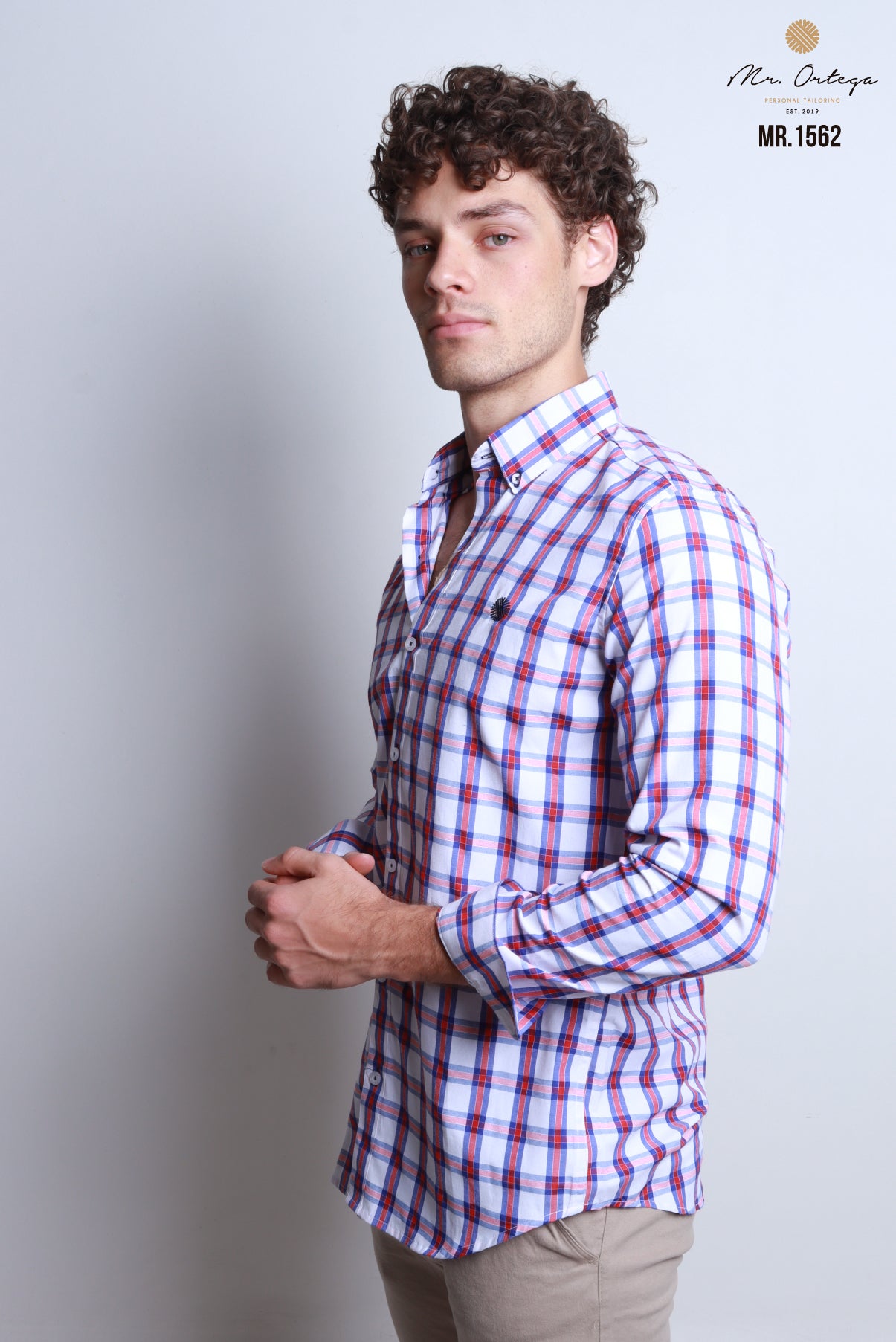 CAMISA CUADROS ROJO, MARINO, BASE BLANCA MANGA LARGA