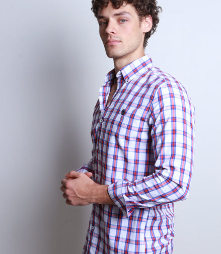 CAMISA CUADROS BLANCO, ROJO Y AZUL