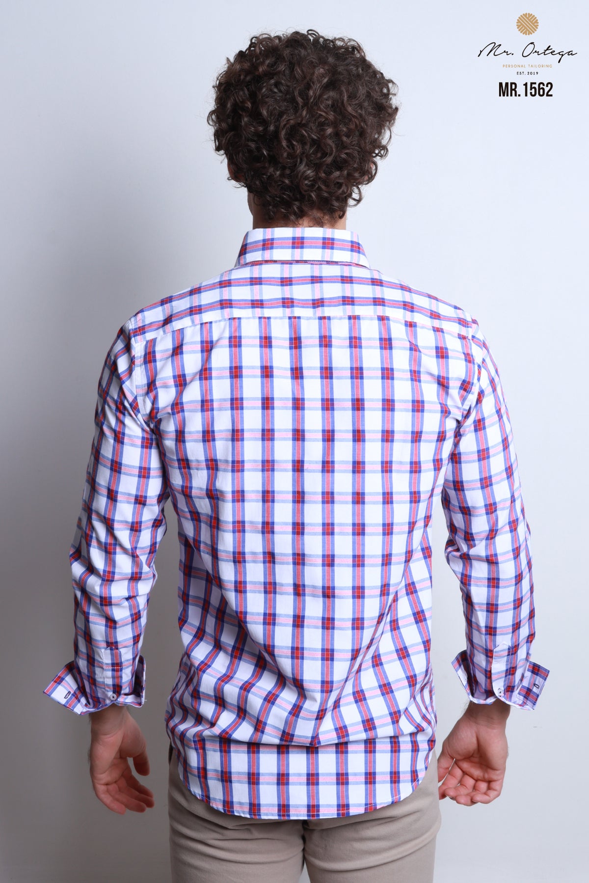 CAMISA CUADROS ROJO, MARINO, BASE BLANCA MANGA LARGA