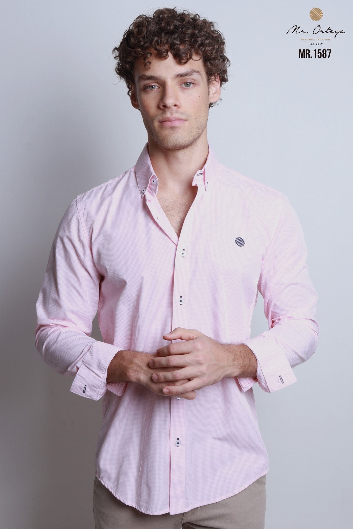 CAMISA CUADROS ROSA Y BLANCO MANGA LARGA