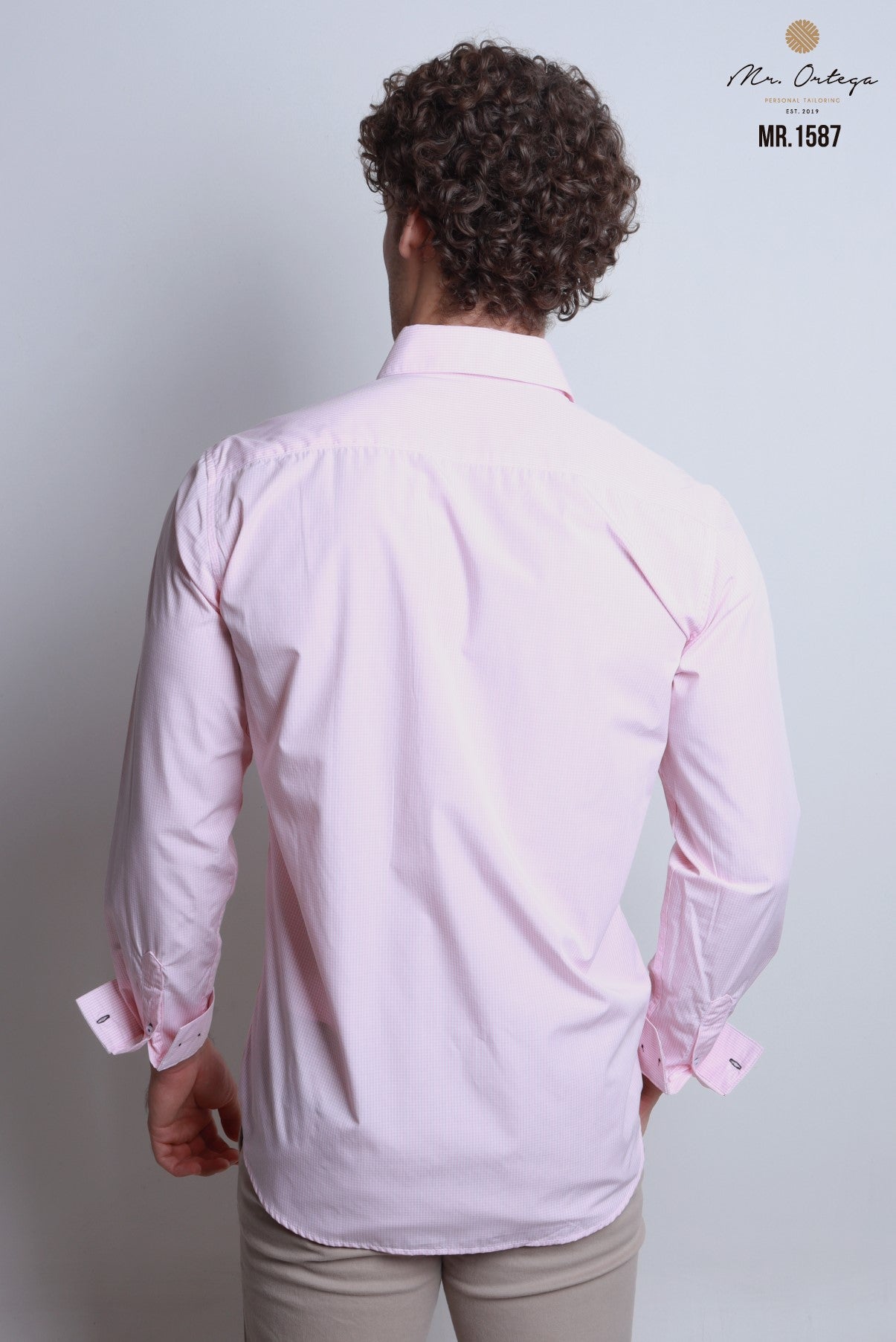CAMISA CUADROS ROSA Y BLANCO MANGA LARGA