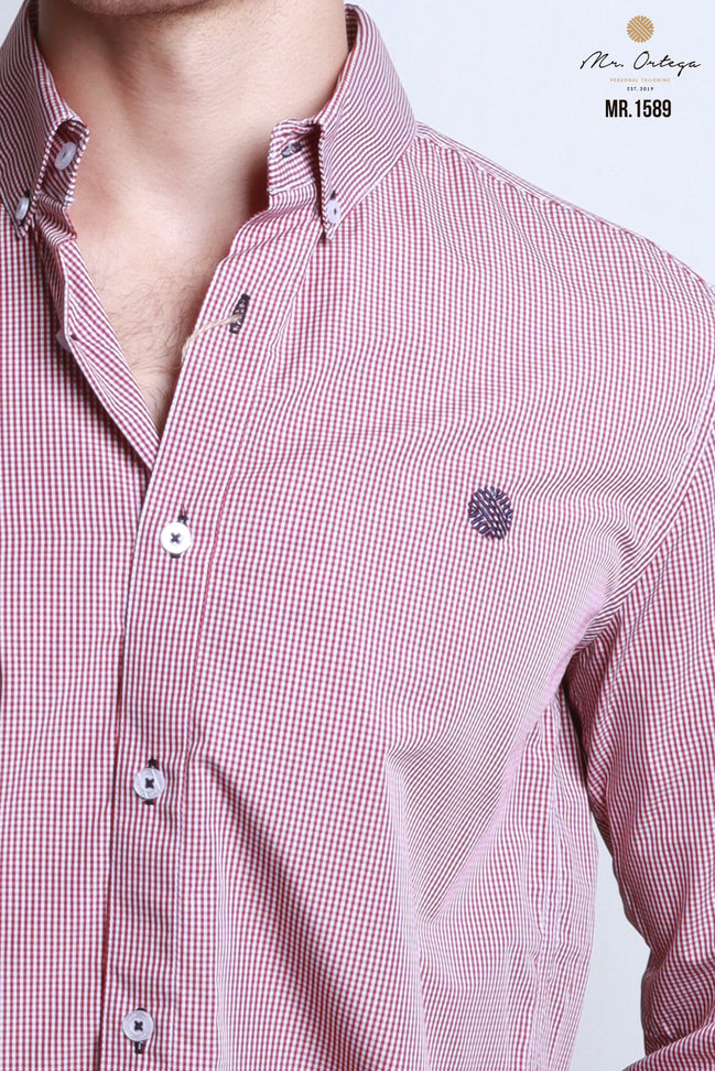CAMISA CUADROS TINTO Y BLANCO