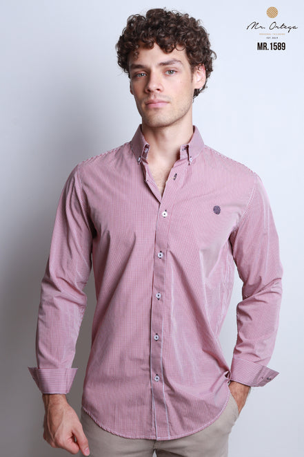 CAMISA CUADROS TINTO Y BLANCO