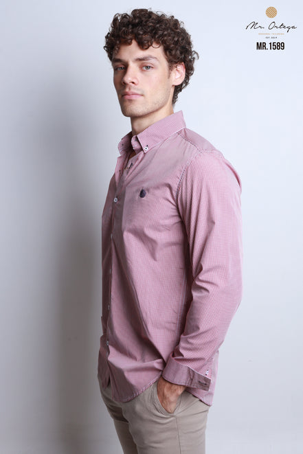 CAMISA CUADROS TINTO Y BLANCO