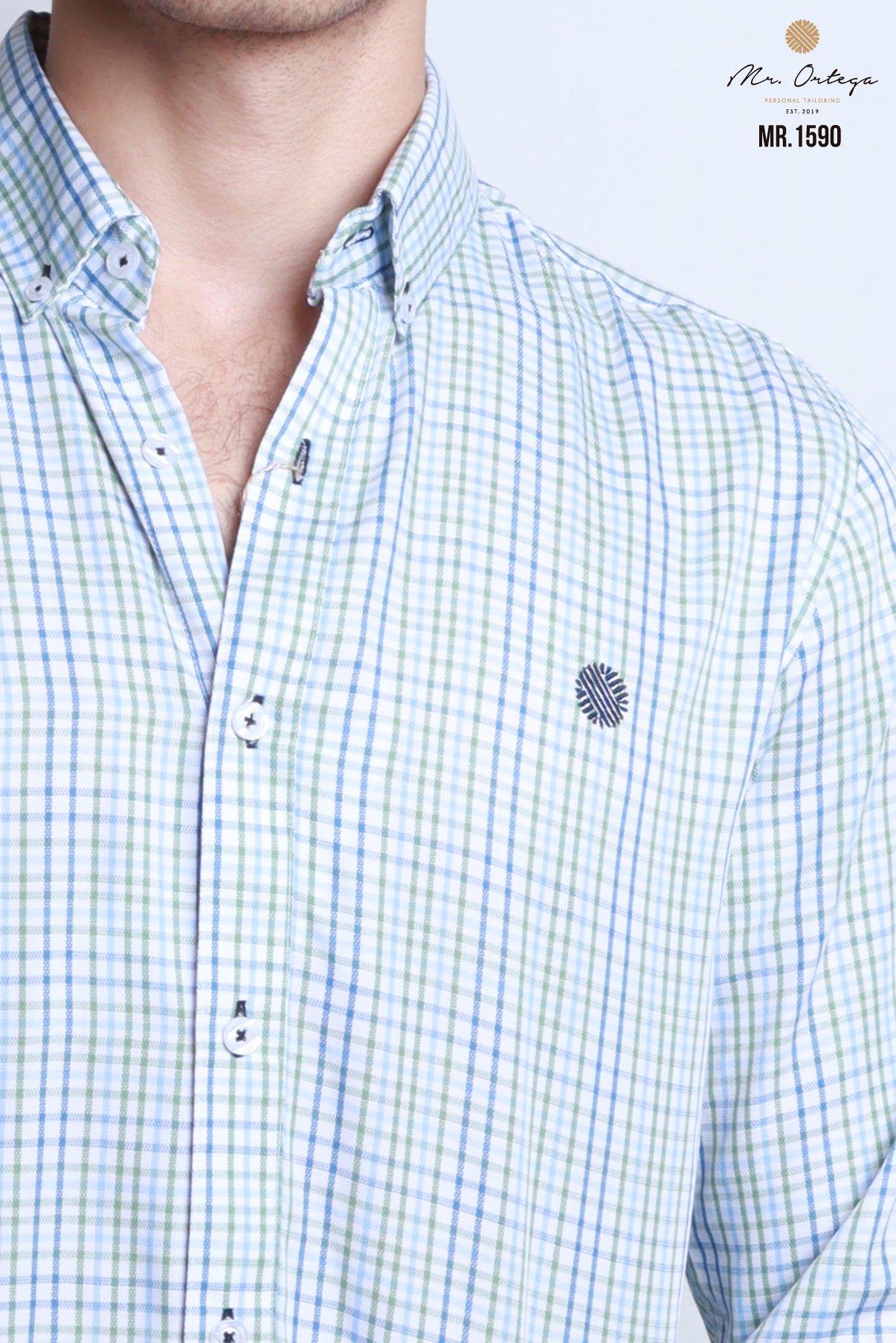 CAMISA CUADROS VERDE, AZUL Y BLANCO
