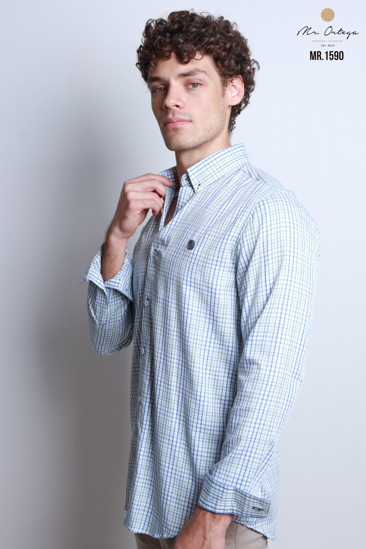 CAMISA CUADROS VERDE, AZUL Y BLANCO