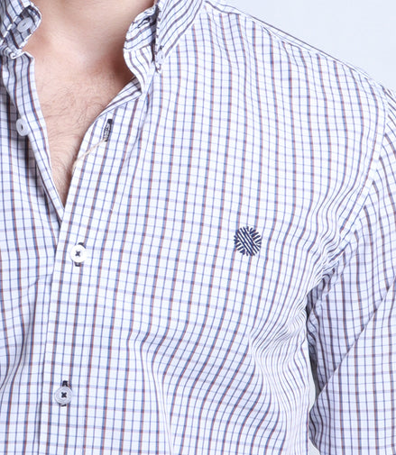 CAMISAS CUADROS BLANCO, CAFE Y AZUL