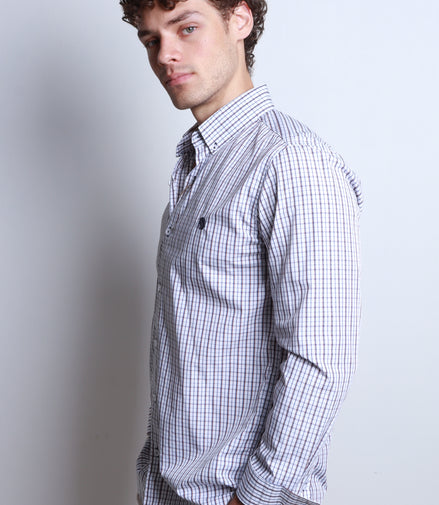 CAMISAS CUADROS BLANCO, CAFE Y AZUL