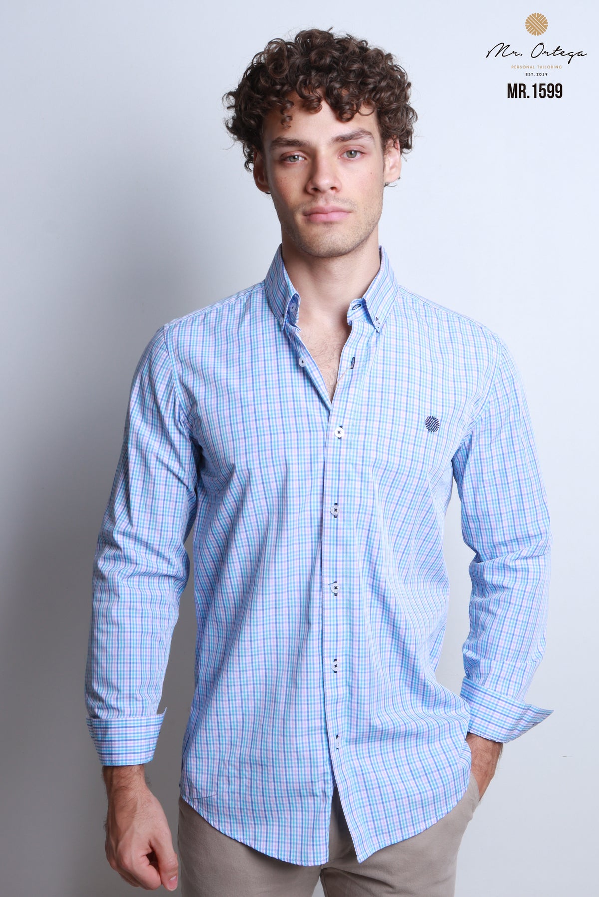 CAMISA CUADROS AZUL, VERDE Y ROSA MANGA LARGA