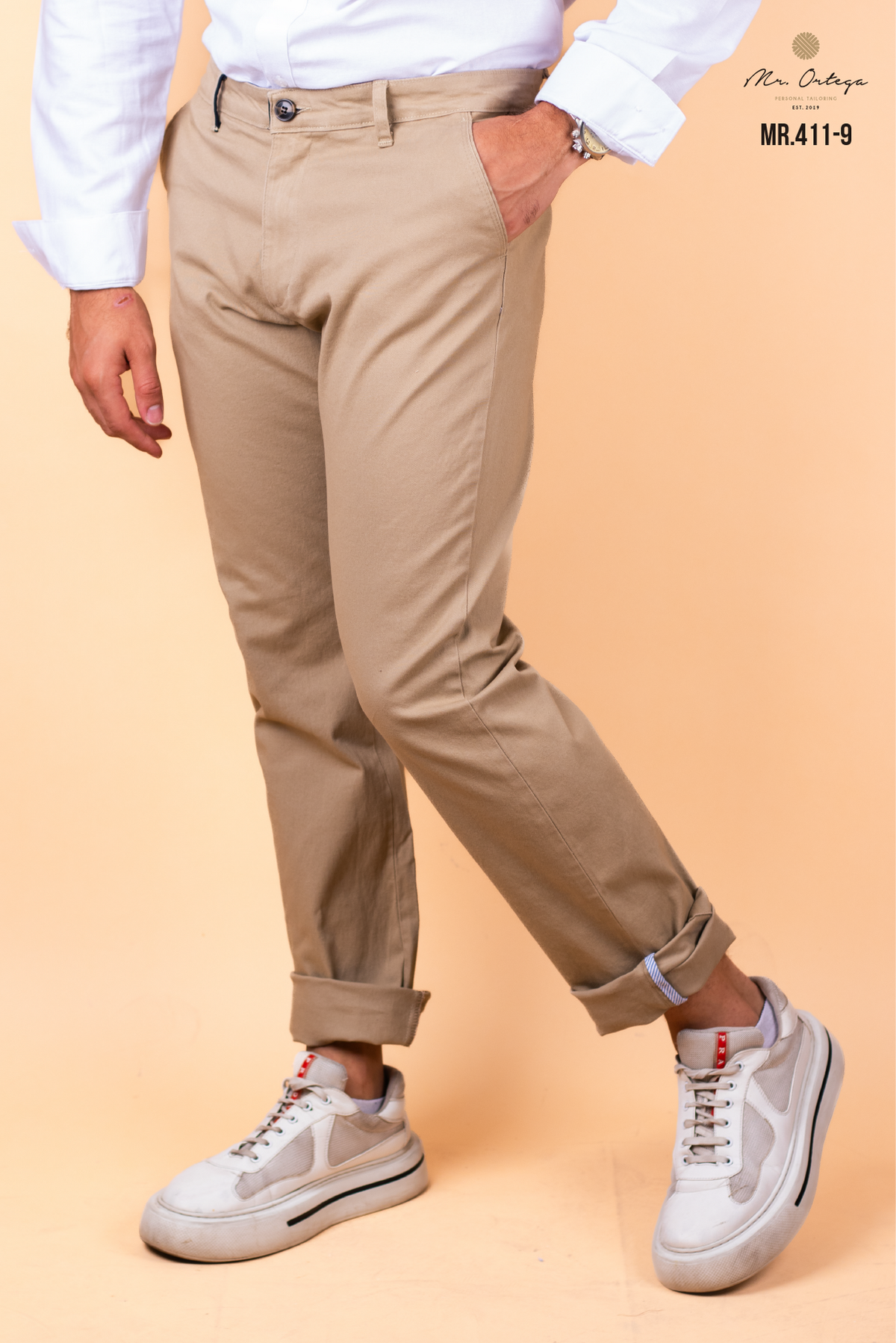 PANTALON DE GABARDINA BEIGE CAMEL
