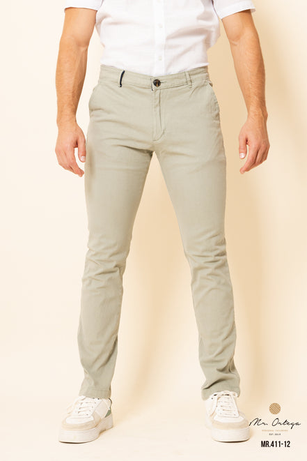 PANTALON DE GABARDINA VERDE PISTACHE