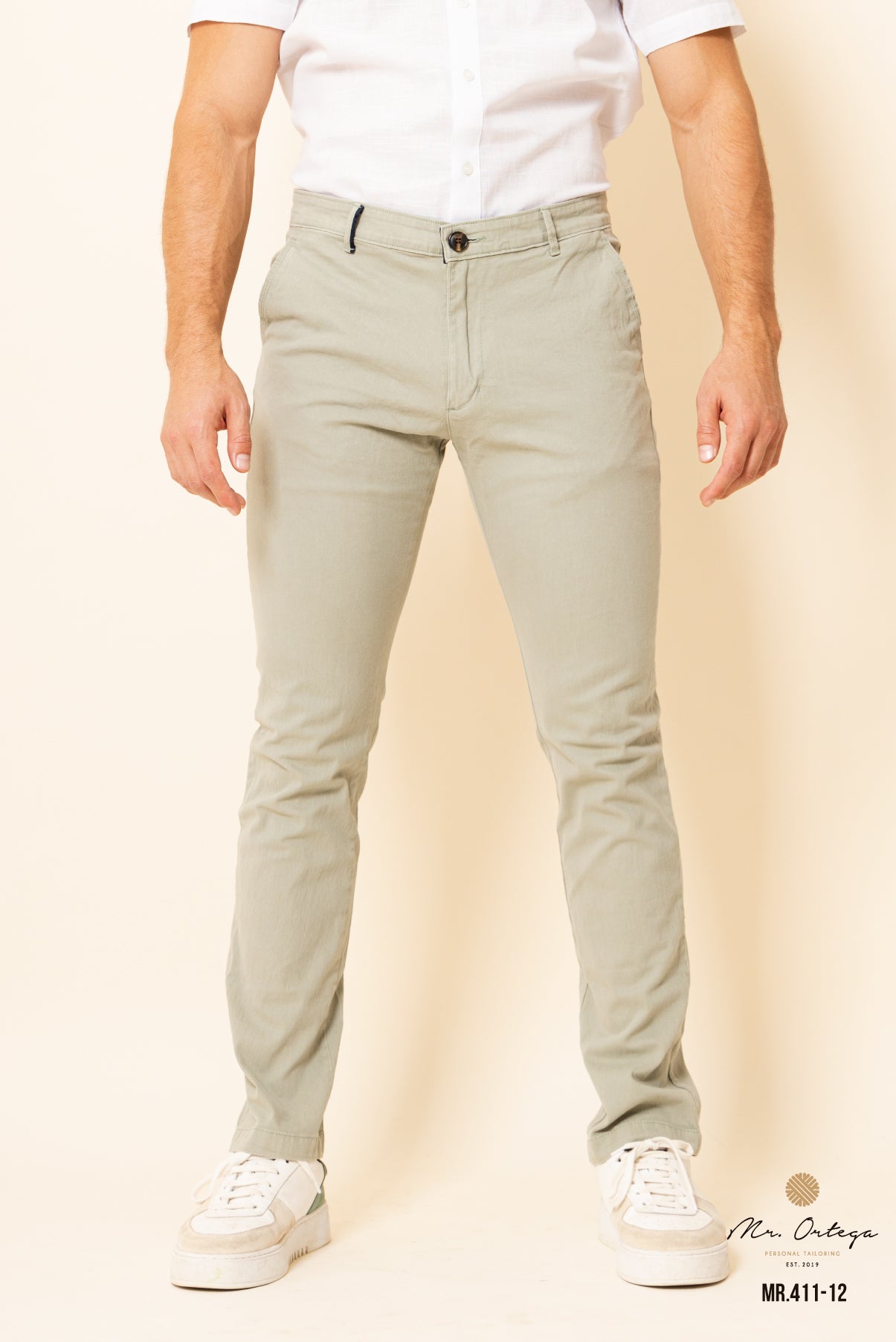 PANTALON DE GABARDINA VERDE PISTACHE