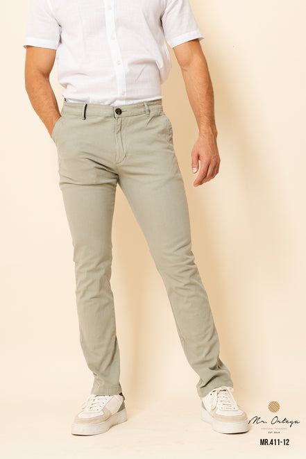 PANTALON DE GABARDINA VERDE PISTACHE