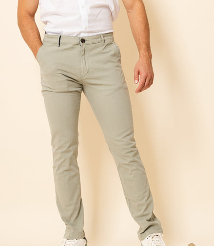 PANTALON DE GABARDINA VERDE PISTACHE