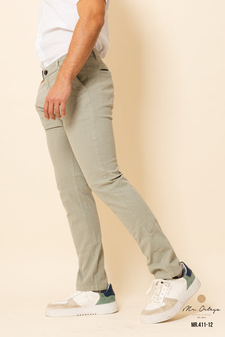 PANTALON DE GABARDINA VERDE PISTACHE