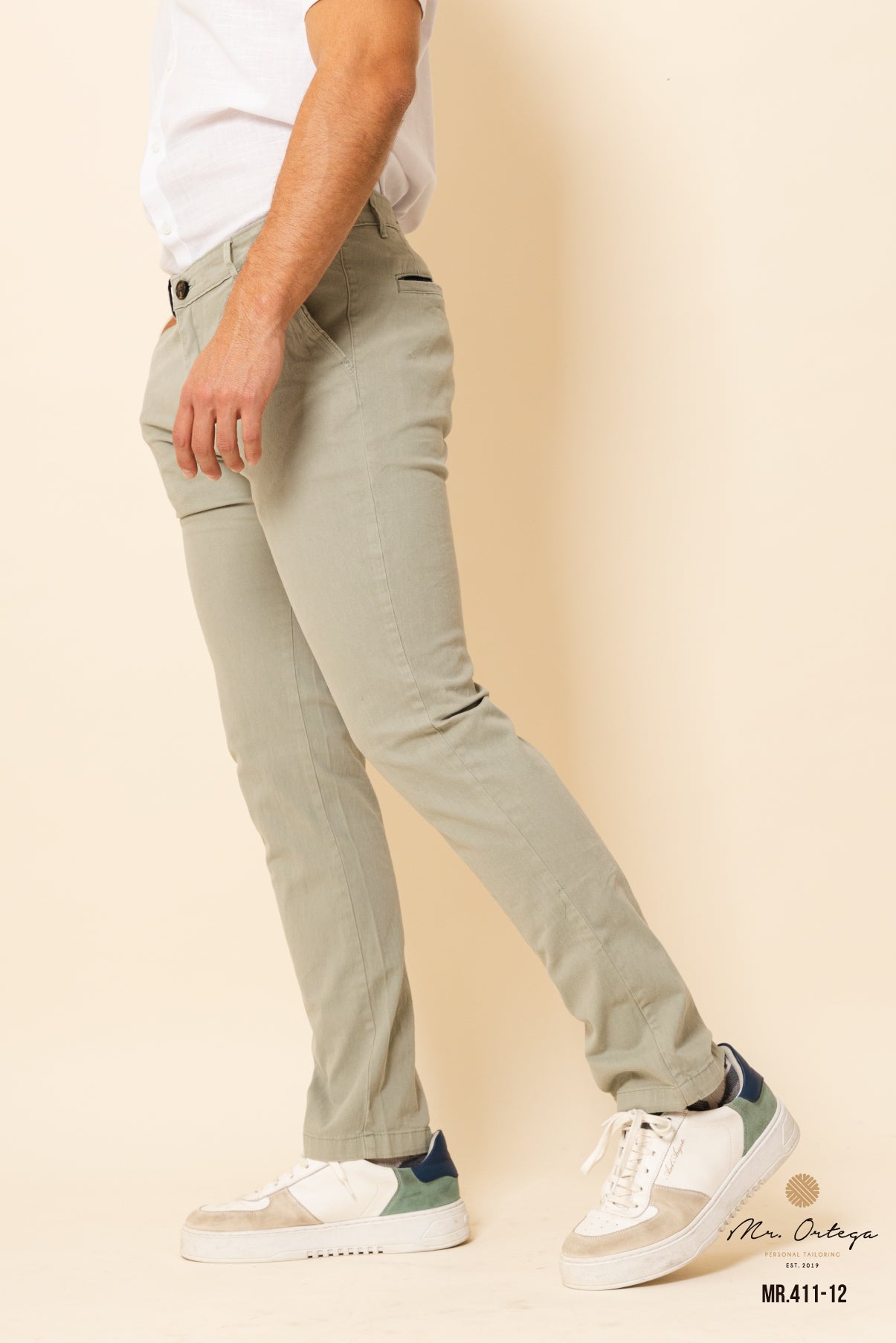 PANTALON DE GABARDINA VERDE PISTACHE