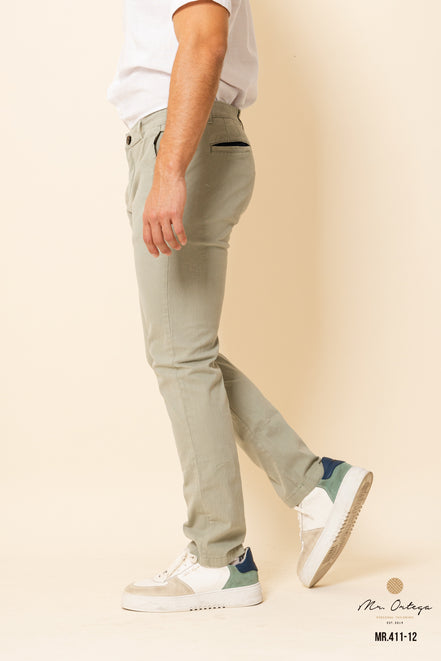 PANTALON DE GABARDINA VERDE PISTACHE