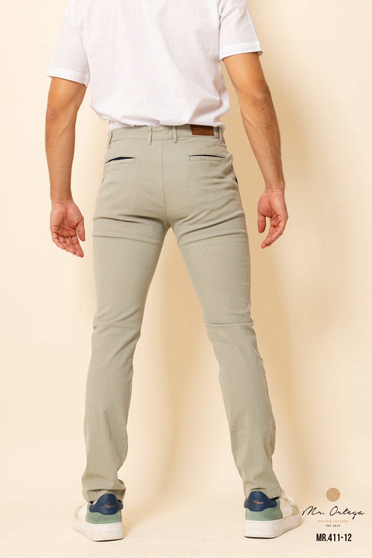 PANTALON DE GABARDINA VERDE PISTACHE