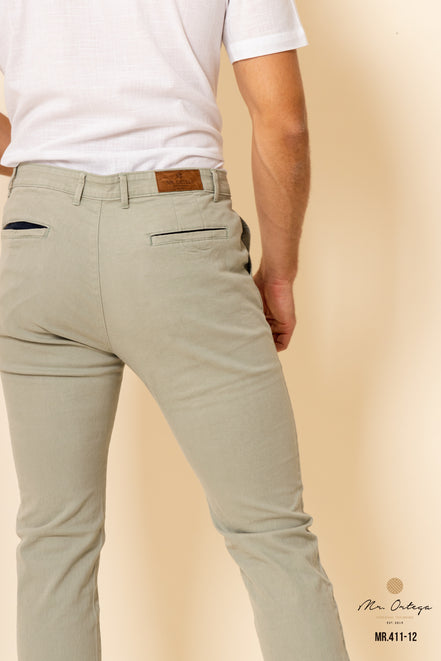 PANTALON DE GABARDINA VERDE PISTACHE
