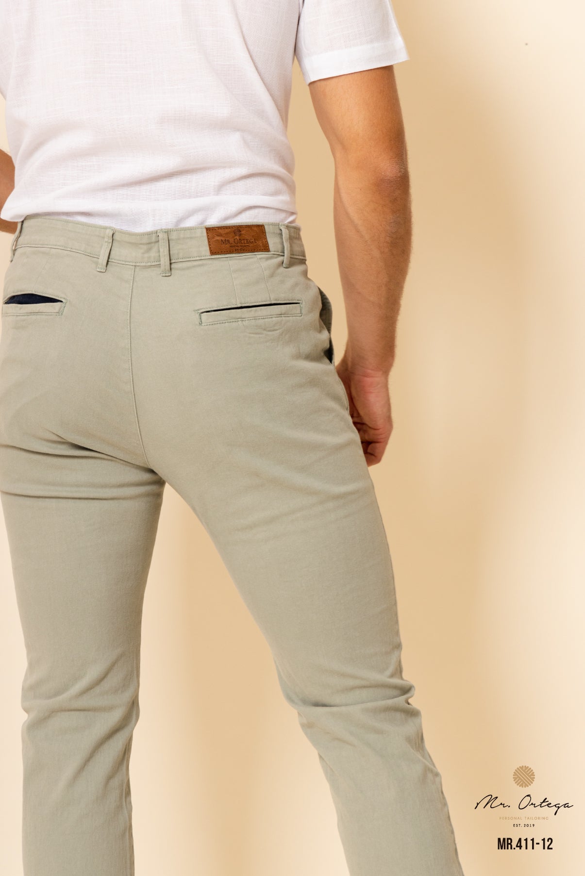 PANTALON DE GABARDINA VERDE PISTACHE