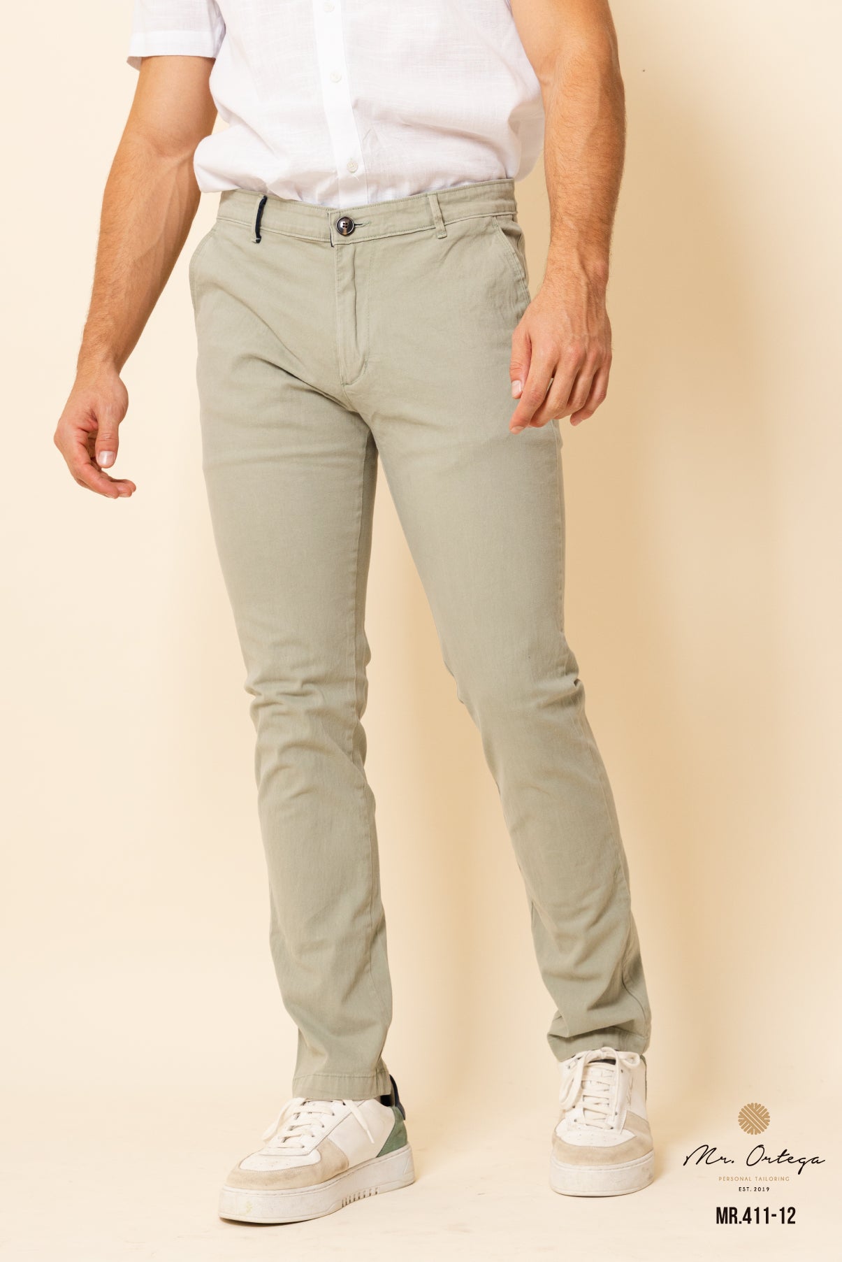 PANTALON DE GABARDINA VERDE PISTACHE