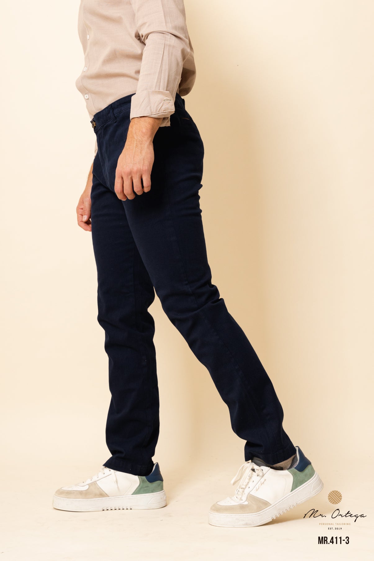 PANTALON DE GABARDINA AZUL MARINO
