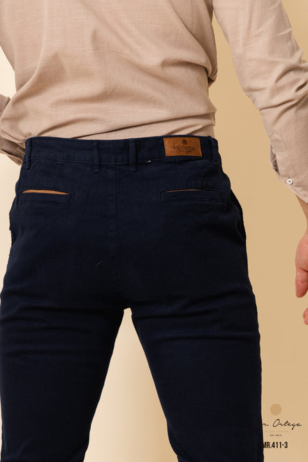 PANTALON DE GABARDINA AZUL MARINO