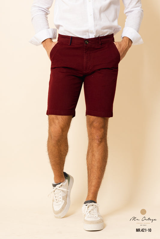 BERMUDA DE GABARDINA TINTO
