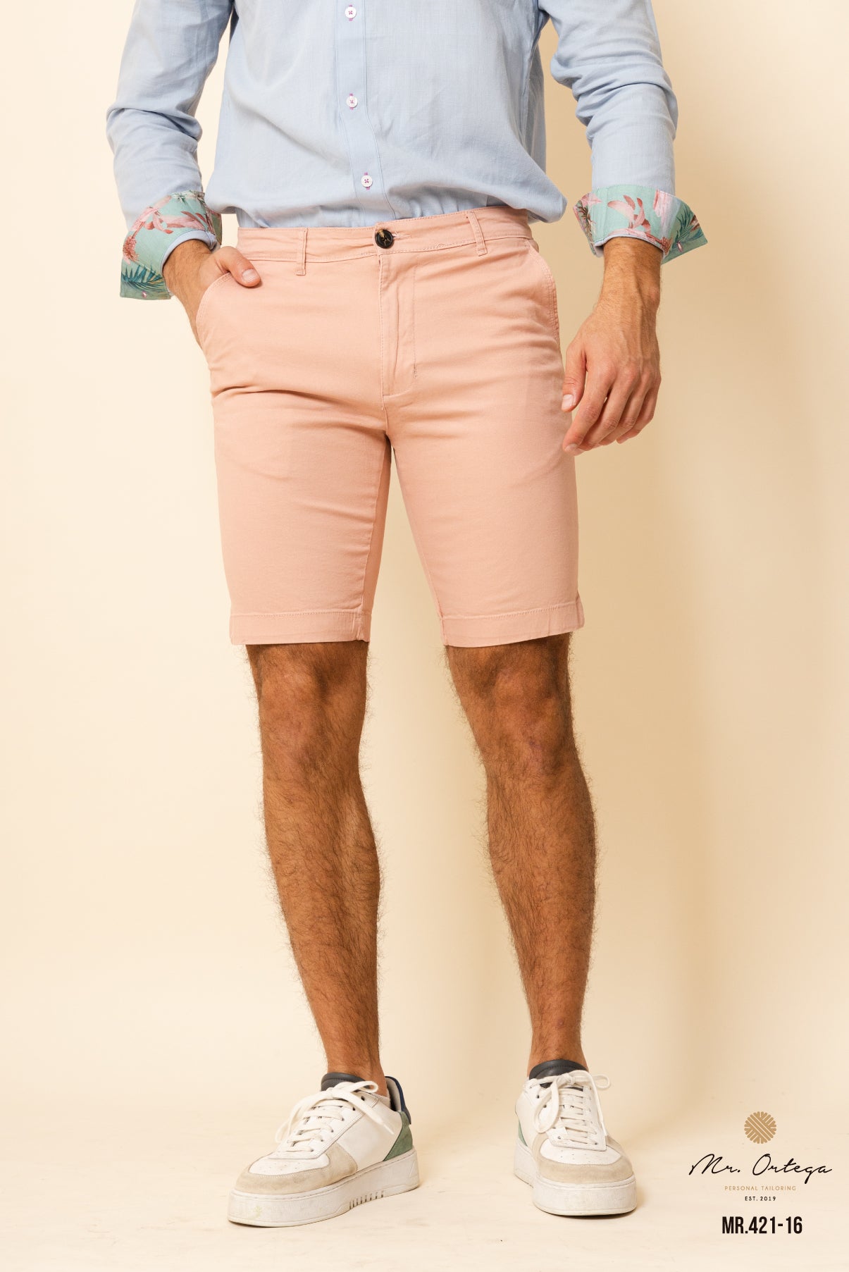 BERMUDA DE GABARDINA ROSA