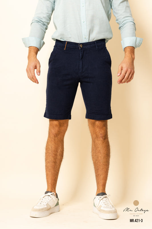 BERMUDA DE GABARDINA AZUL MARINO