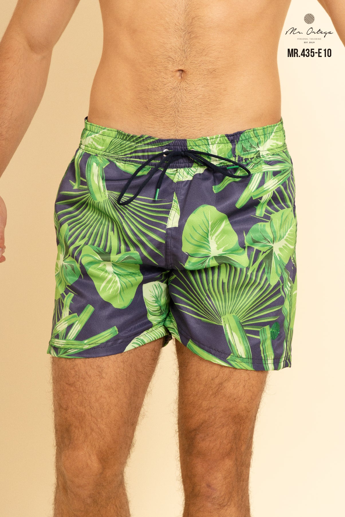 TRAJE DE BAÑO AZUL MARINO ESTAMPADO VERDE