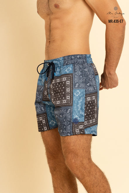 TRAJE DE BAÑO ESTAMPADO AZUL MARINO