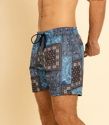 TRAJE DE BAÑO ESTAMPADO AZUL MARINO